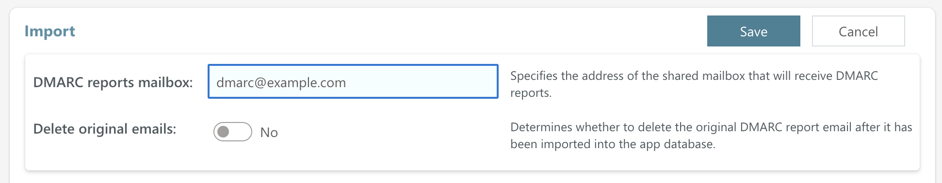 Configure mailbox for DMARC report imports